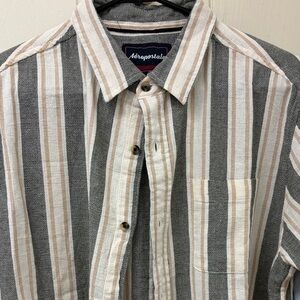 Aeropostale Men's Casual Gray and Cream Striped Shirt